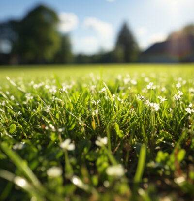 Fresh green grass in the meadow, nature vibrant summer palette generated by artificial intelligence